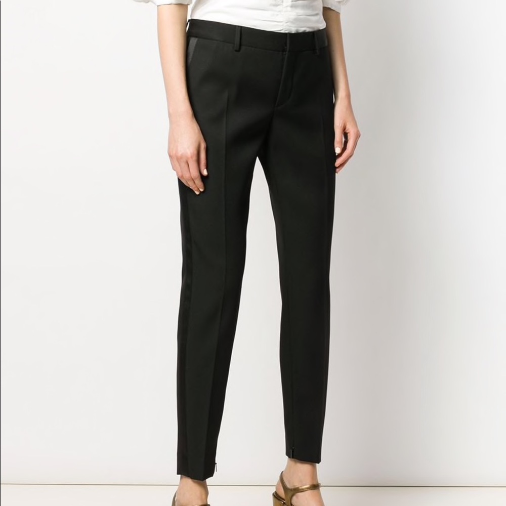 Saint Laurent Vintage Satin Stripe Wool Trousers
